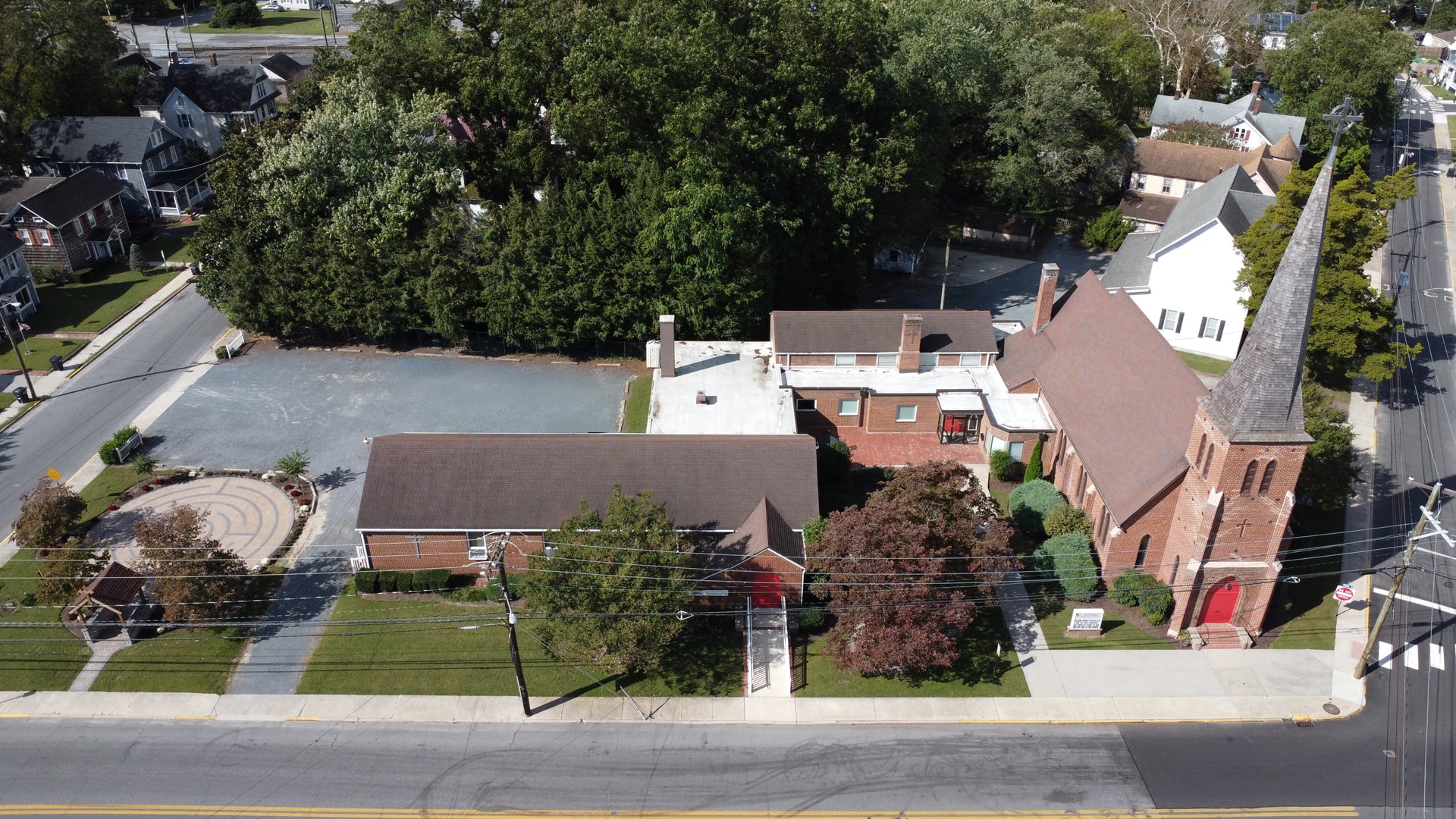 Aerial view of St. Philip's Episcopal Church campus in Laurel